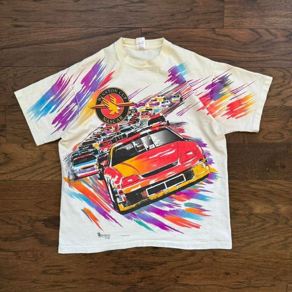 Vintage 1996 NASCAR Daytona Winston Cup AOP Paint Splash Graphic Tee 🚗💨